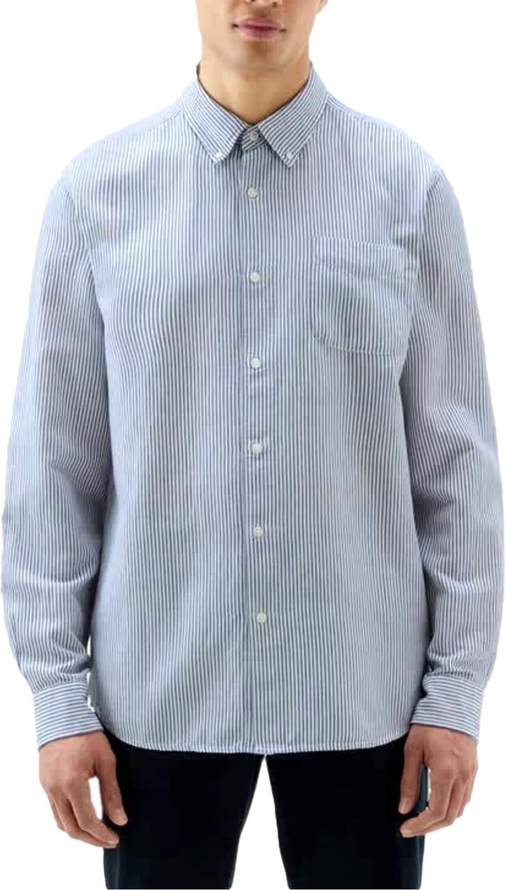 Woolrich Shirts Maritime Blue Blauw
