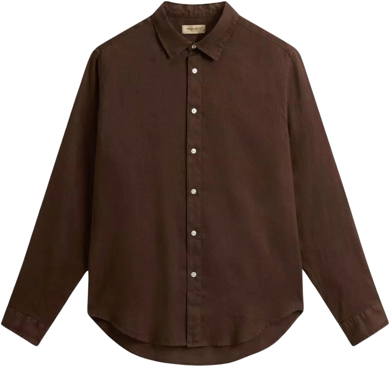 Woolrich Linen Shirt Lange Mouw Overhemden Donkerbruin Cfwosi2013mrut5284 Bruin