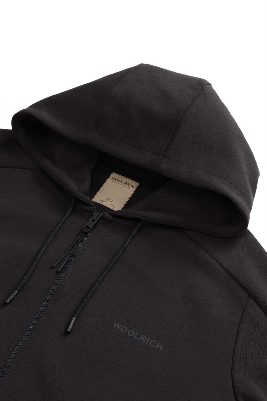 Woolrich Tech Full-Zip Hoodie Black Zwart