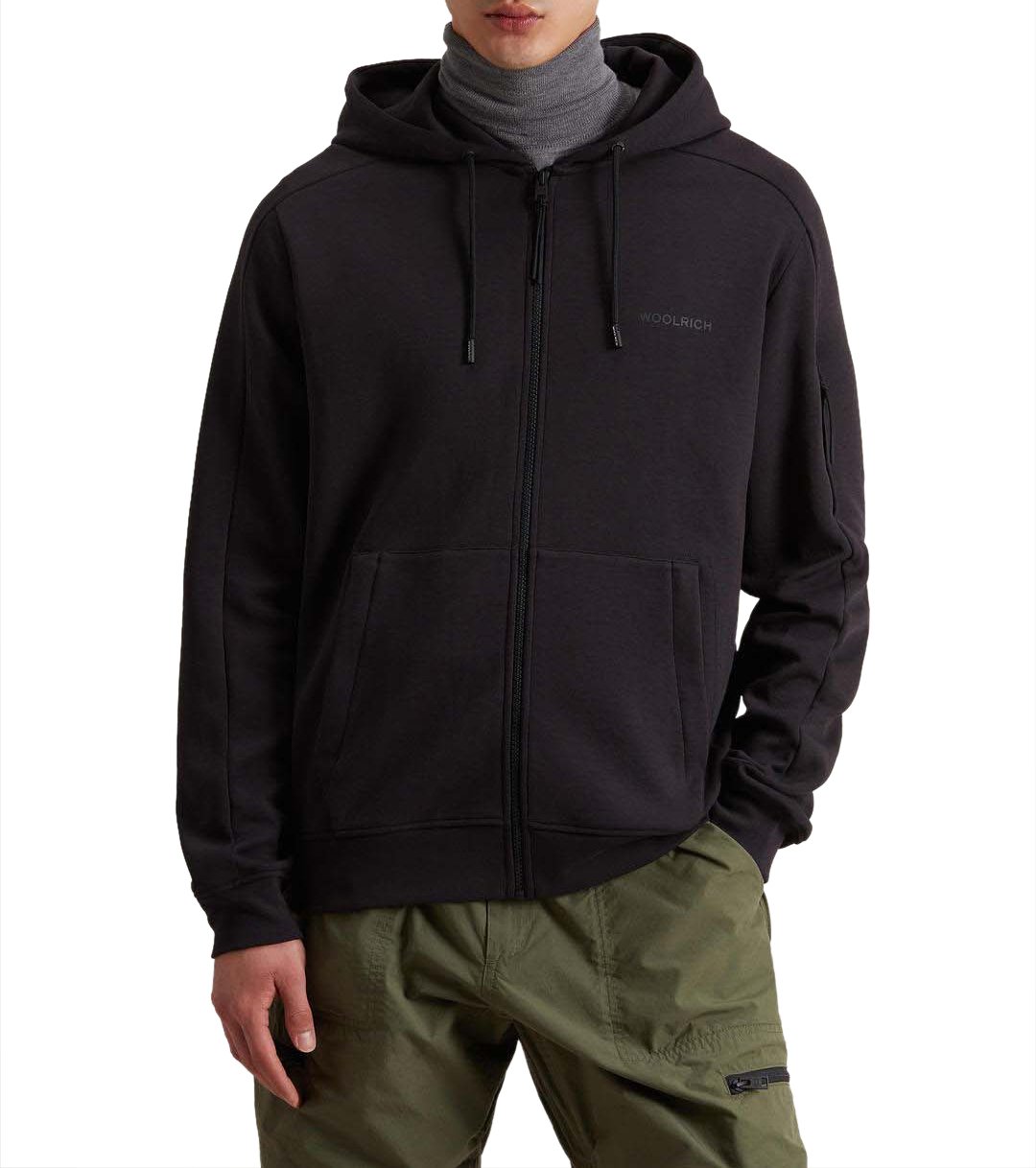 Woolrich Tech Full-Zip Hoodie Black Zwart