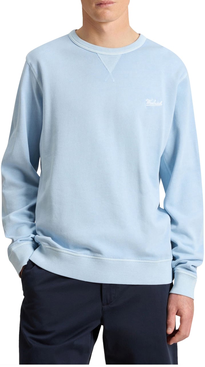 Woolrich Woolrich Garment Dyed Crewneck Sweaters Lichtblauw Cfwosw0261mrut4040 Blauw