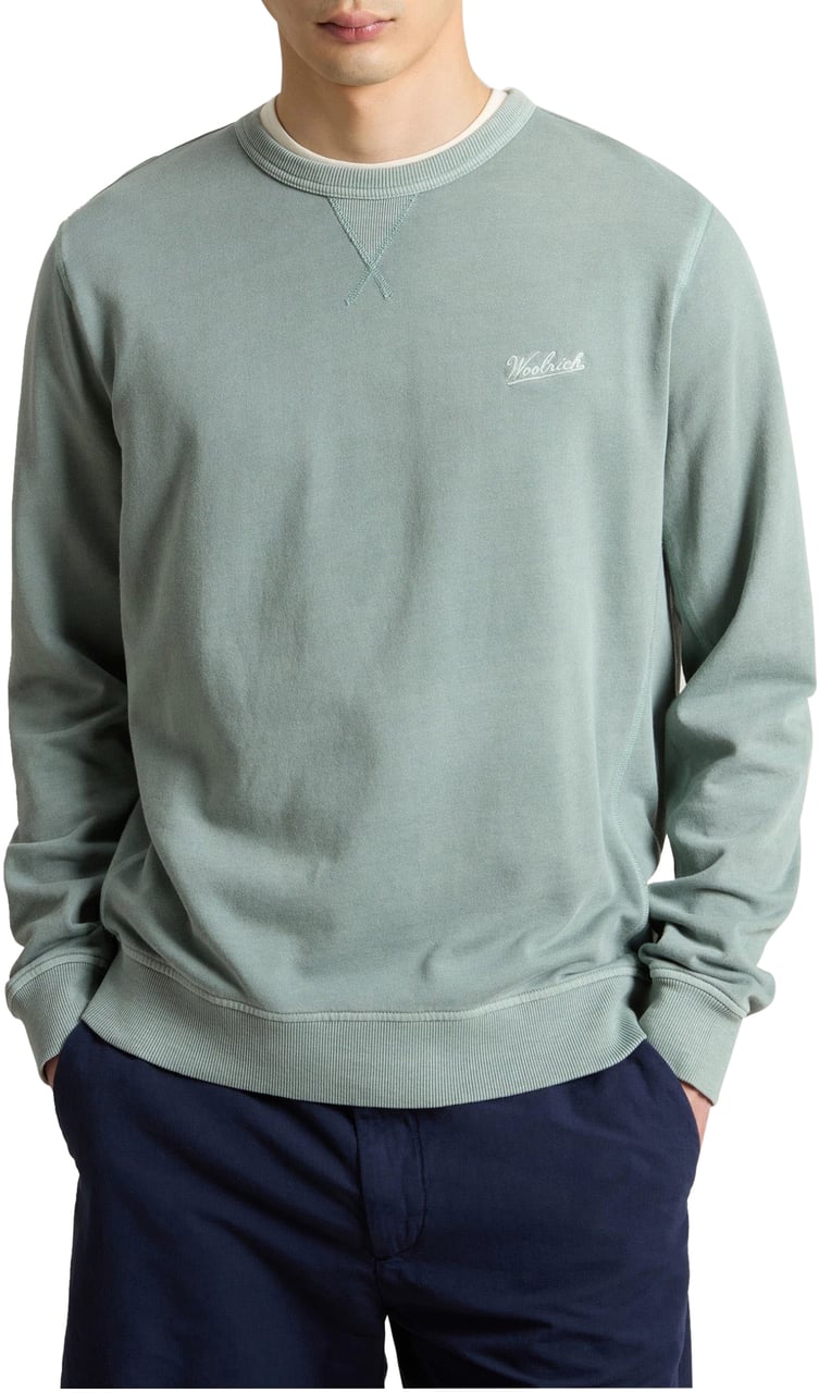 Woolrich Woolrich Garment Dyed Crewneck Sweaters Lichtgroen Cfwosw0261mrut4040 Groen