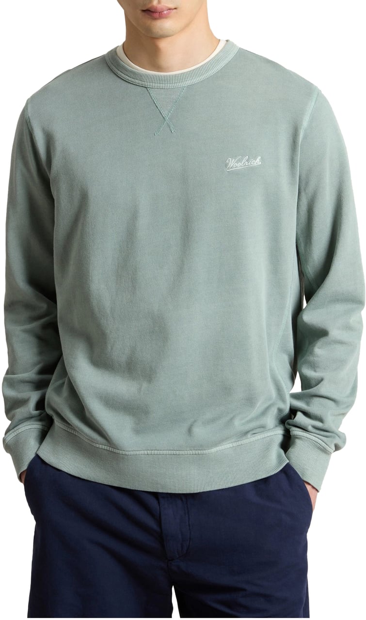 Woolrich Woolrich Garment Dyed Crewneck Sweaters Lichtgroen Cfwosw0261mrut4040 Groen