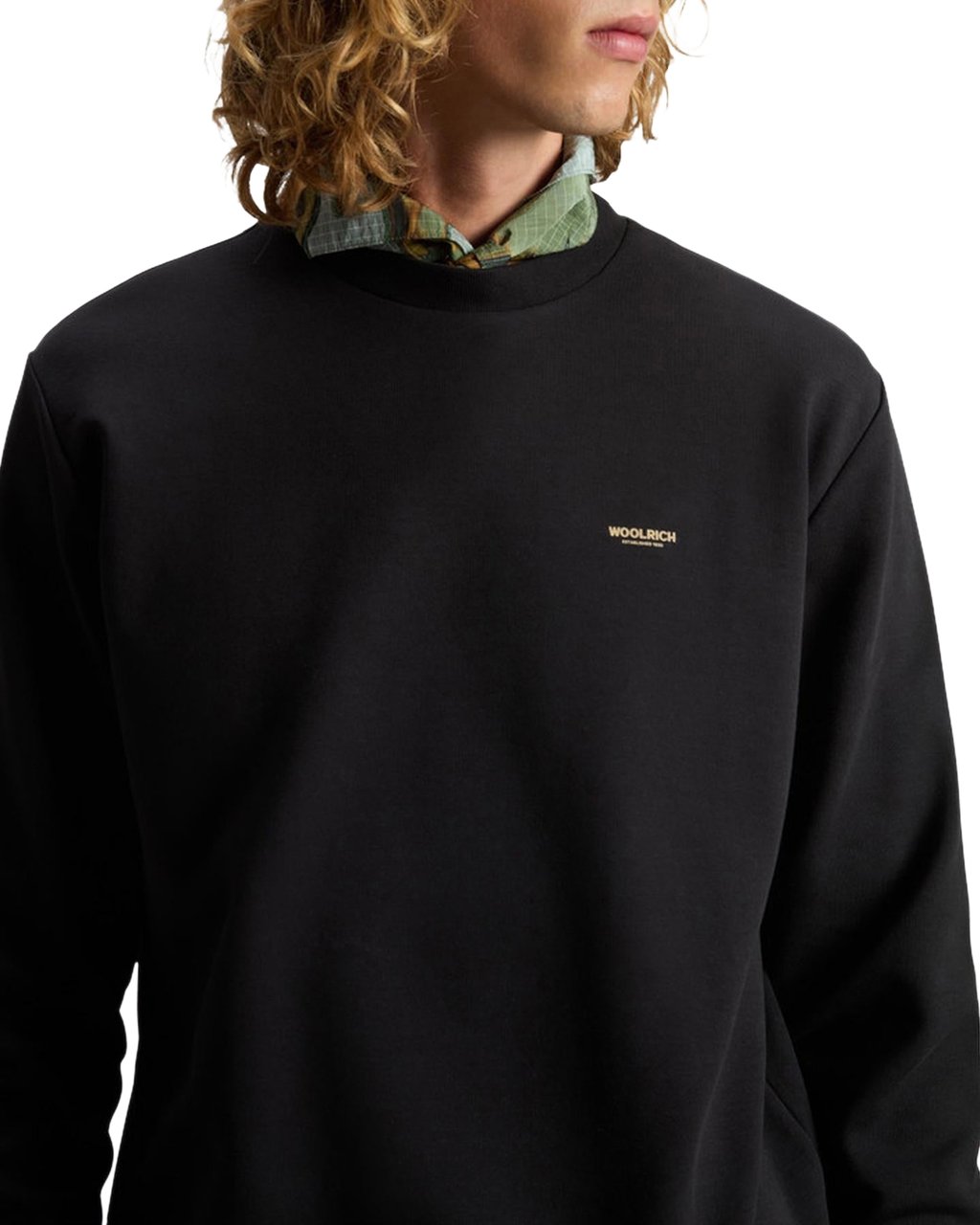 Woolrich Heren Logo Interlock Crewneck Zwart