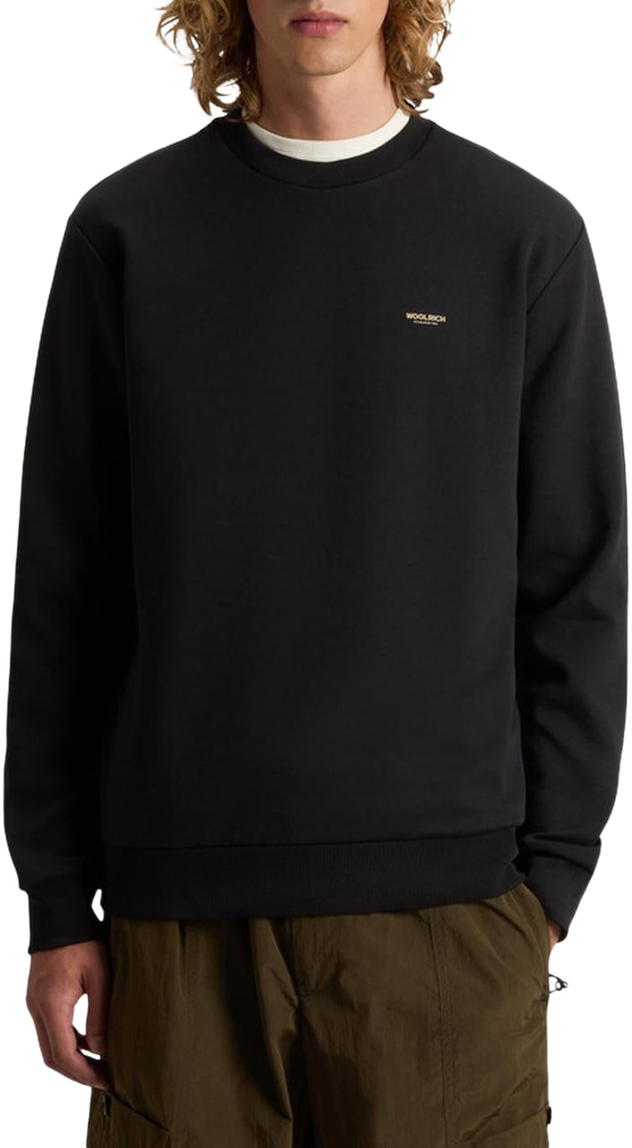 Woolrich Heren Logo Interlock Crewneck Zwart