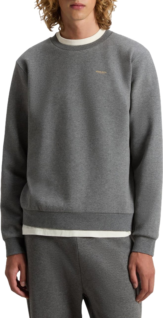 Woolrich Heren Logo Interlock Crewneck Grijs