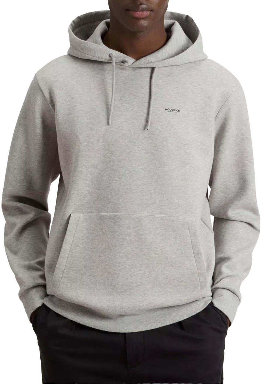 Woolrich Woolrich Logo Interlock Hoodie  Lichtgrijs Cfwosw2002mrut5195 Grijs
