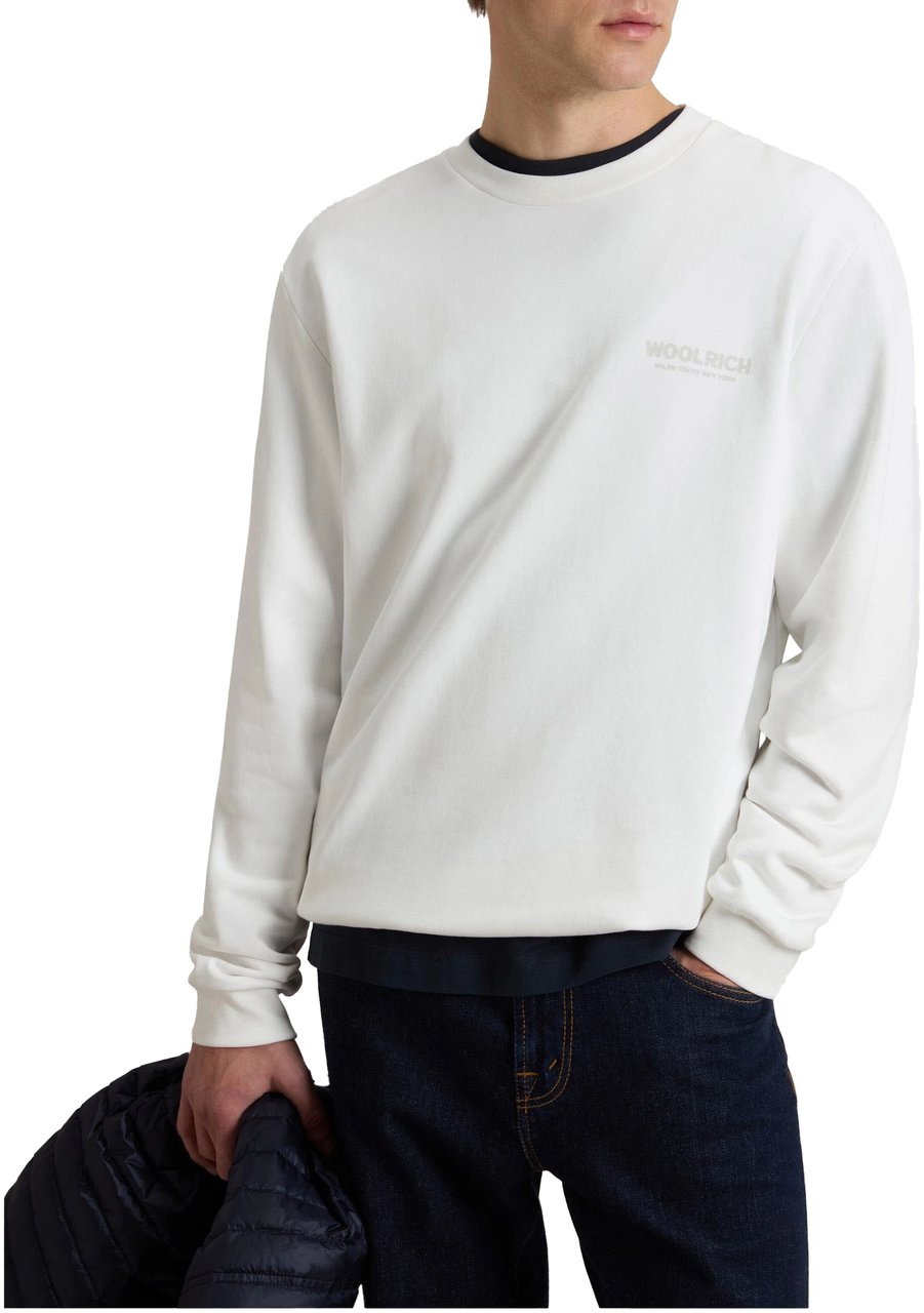 Woolrich Woolrich Macro Logo Sweaters Off White Cfwosw2032mrut5377 Wit