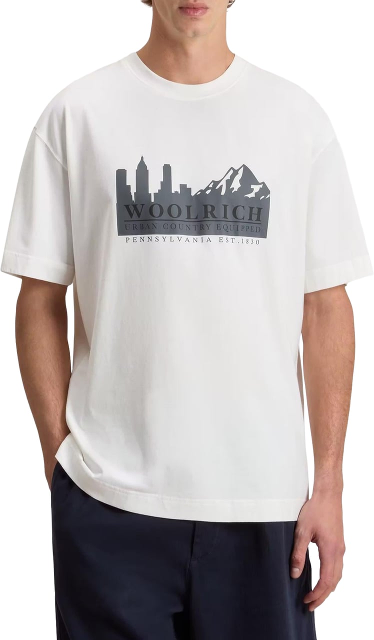 Woolrich Heren Cotton Graphic T-Shirt Wit