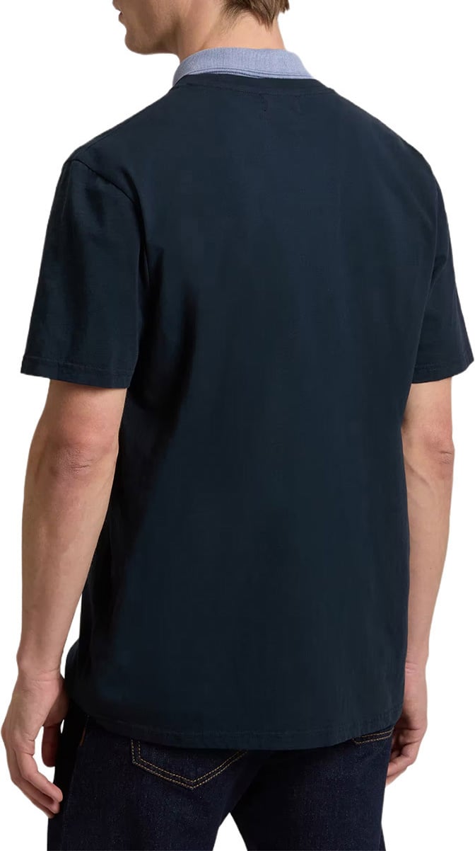 Woolrich Slub Logo T-shirt Melton Blue Blauw