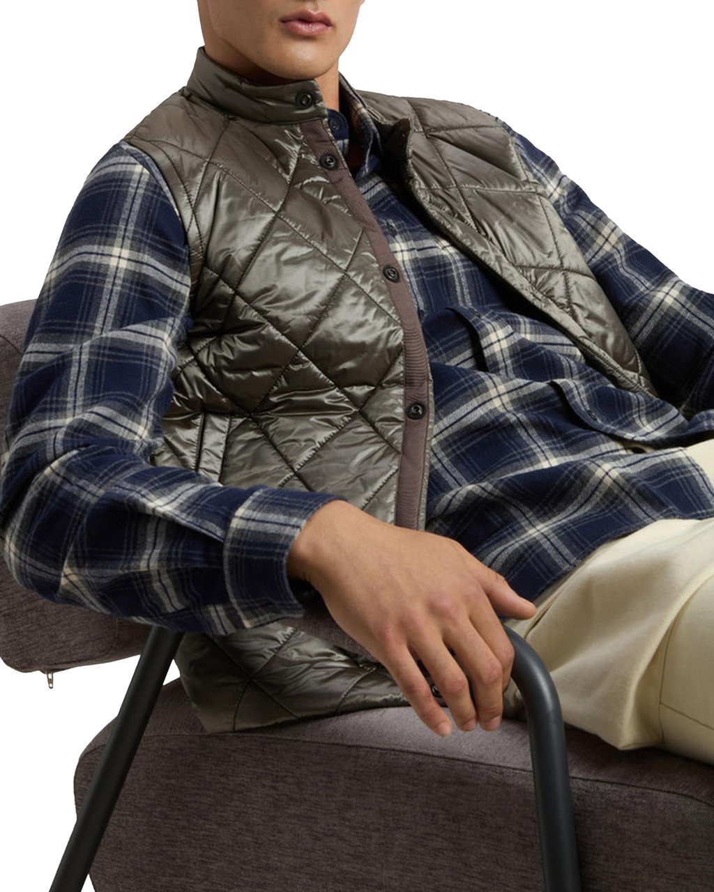 Woolrich Heren Black Yarn Nylon Vest Grijs Grijs