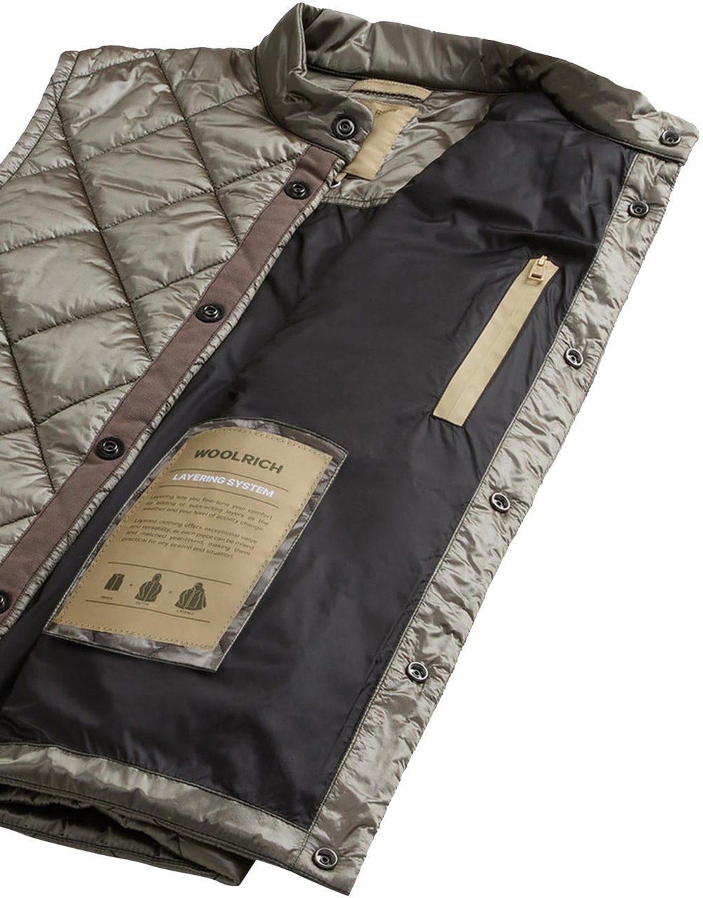 Woolrich Heren Black Yarn Nylon Vest Grijs Grijs