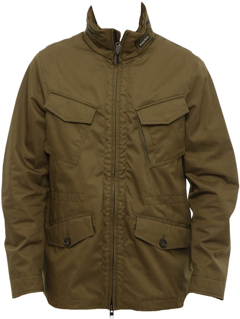 Woolrich Army Olive Cotton Utility Field Jacket Groen