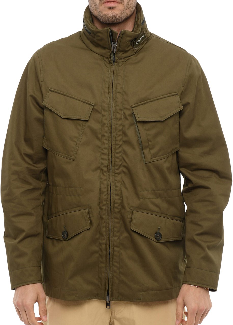 Woolrich Army Olive Cotton Utility Field Jacket Groen