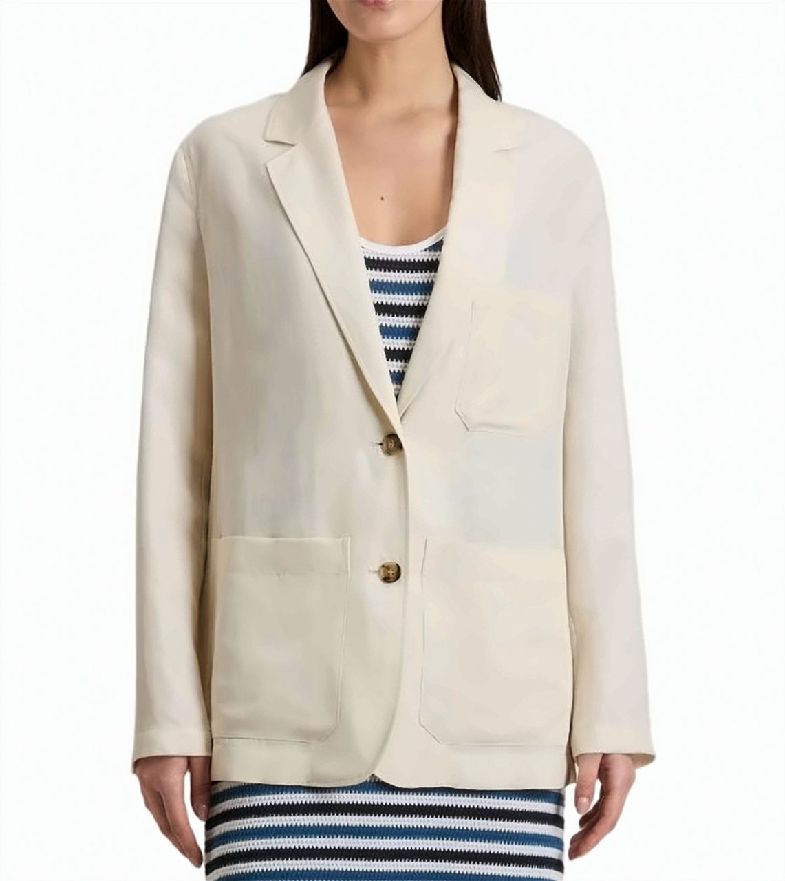 Woolrich Linen Blend Notch Lapels Single Blazer Neutraal