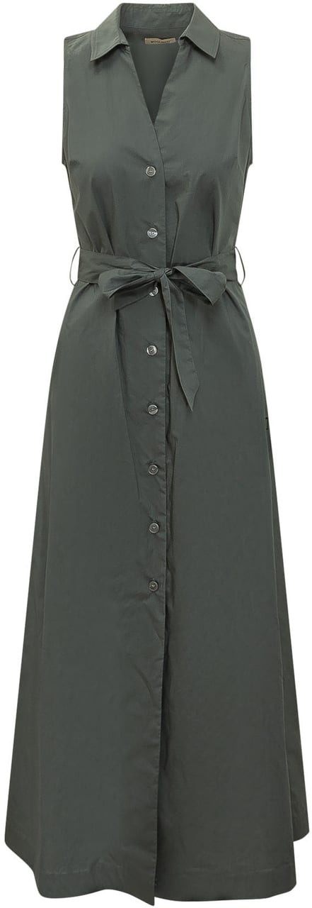 Woolrich Abito Chemisier Lungo in Cotone Donkergroen