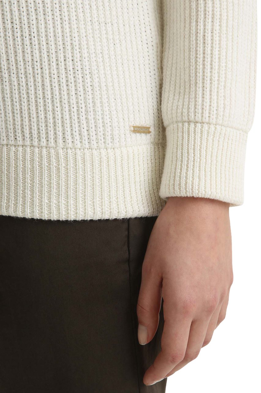 Woolrich Merino Wool Crewneck Sweater Ivory Wit