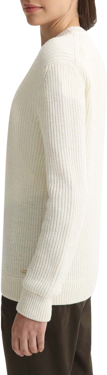 Woolrich Merino Wool Crewneck Sweater Ivory Wit