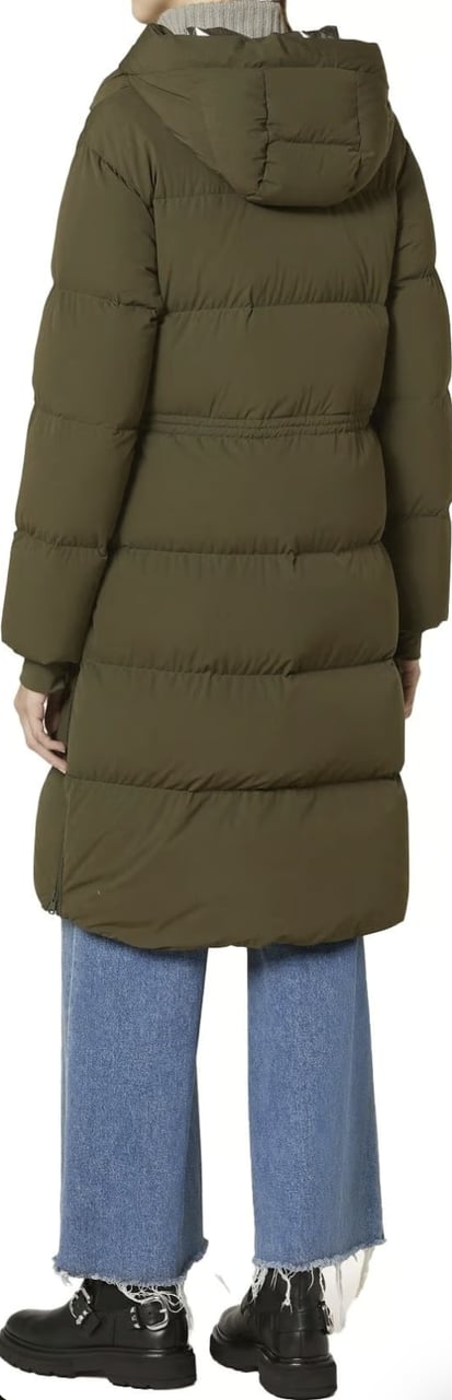 Woolrich Matt Stretch Long Puffer Parka Dark Green Groen