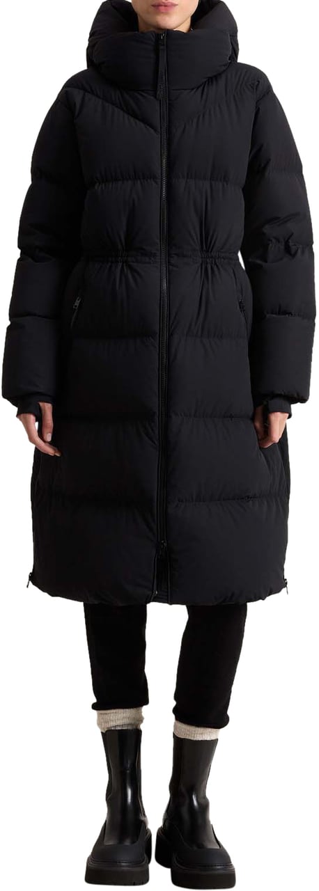Woolrich Matt Stretch Long Puffer Parka Black Divers