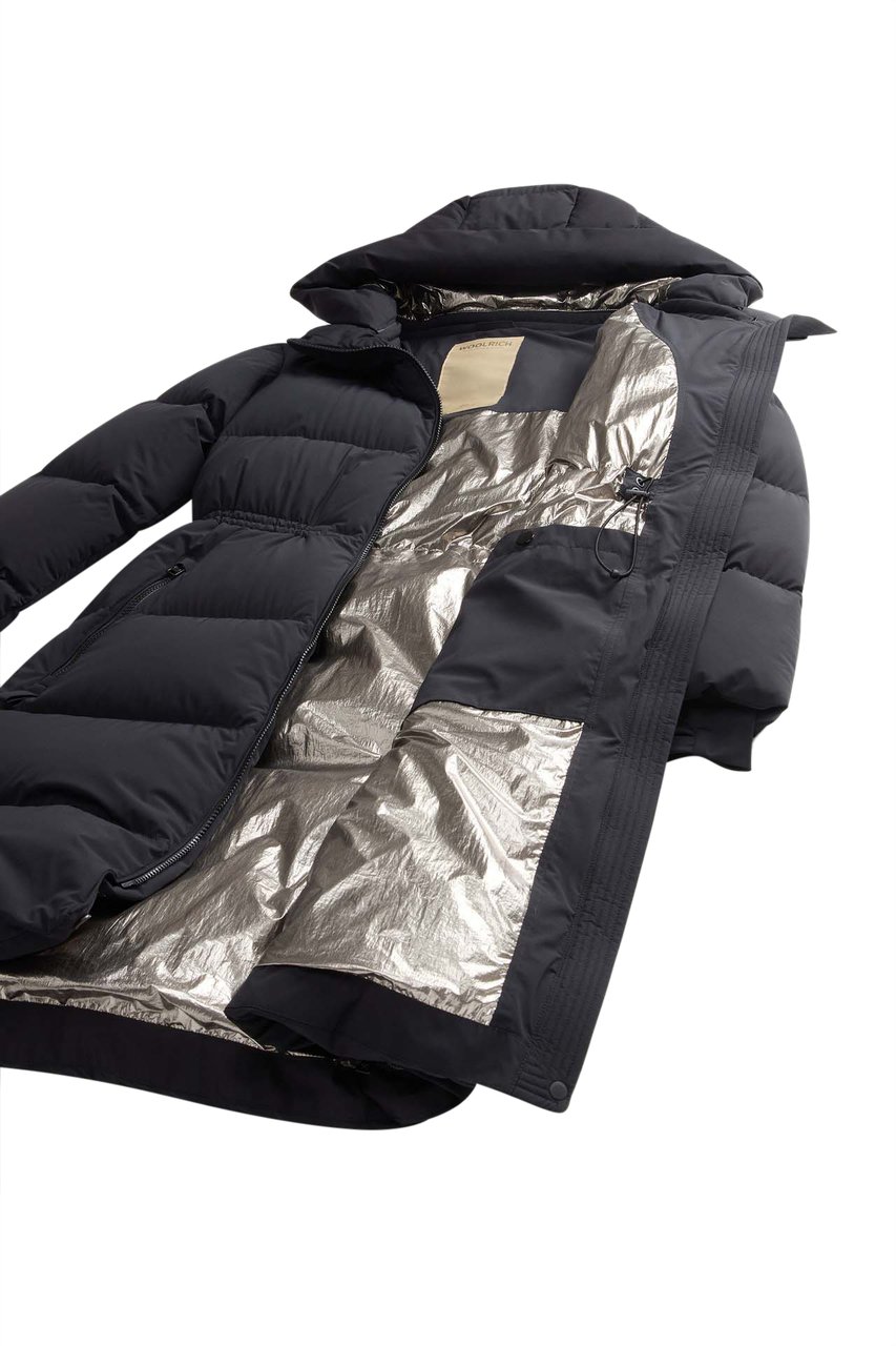 Woolrich Matt Stretch Long Puffer Parka Black Divers
