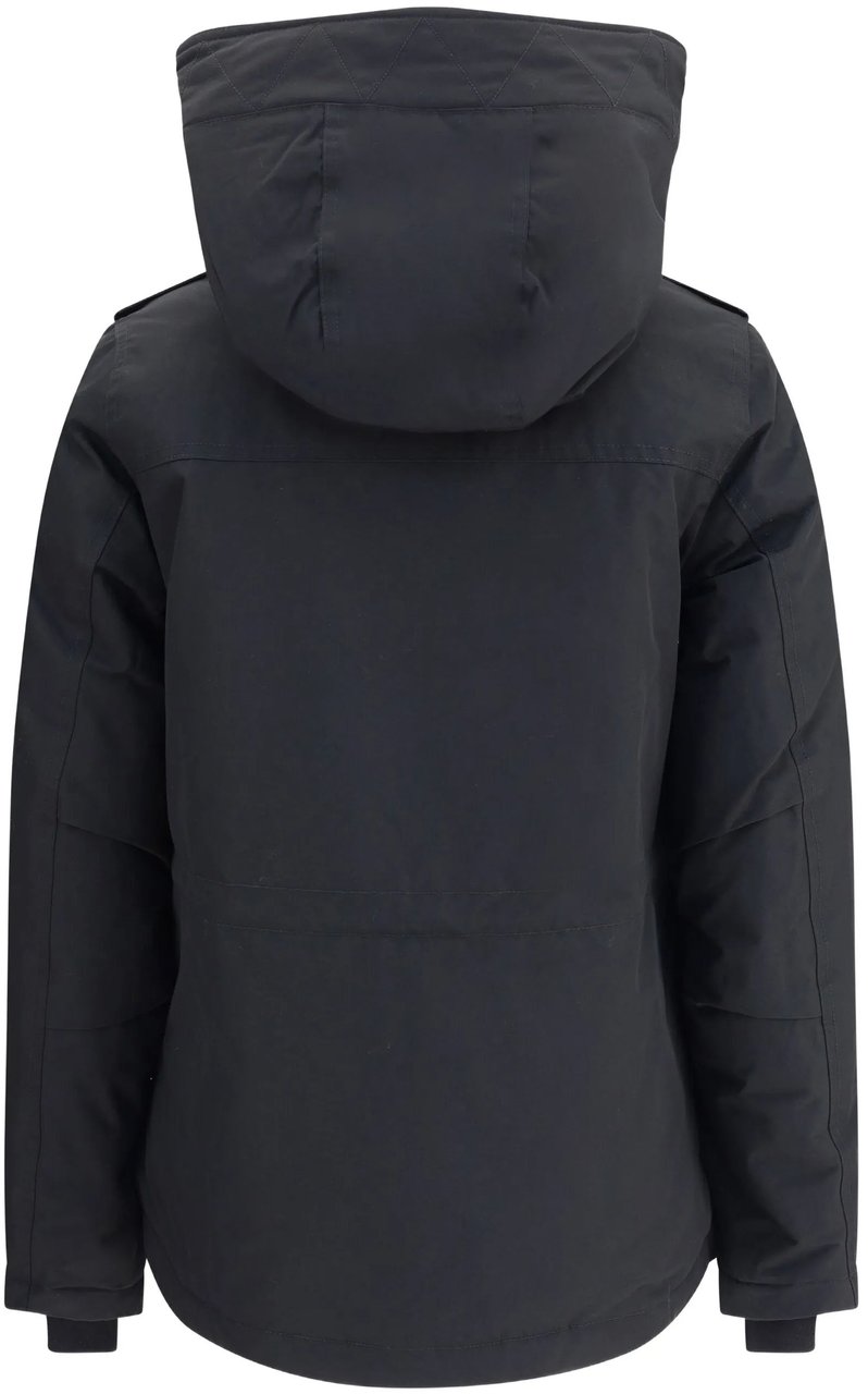 Woolrich Black Military Jacket High Collar Jacket Zwart