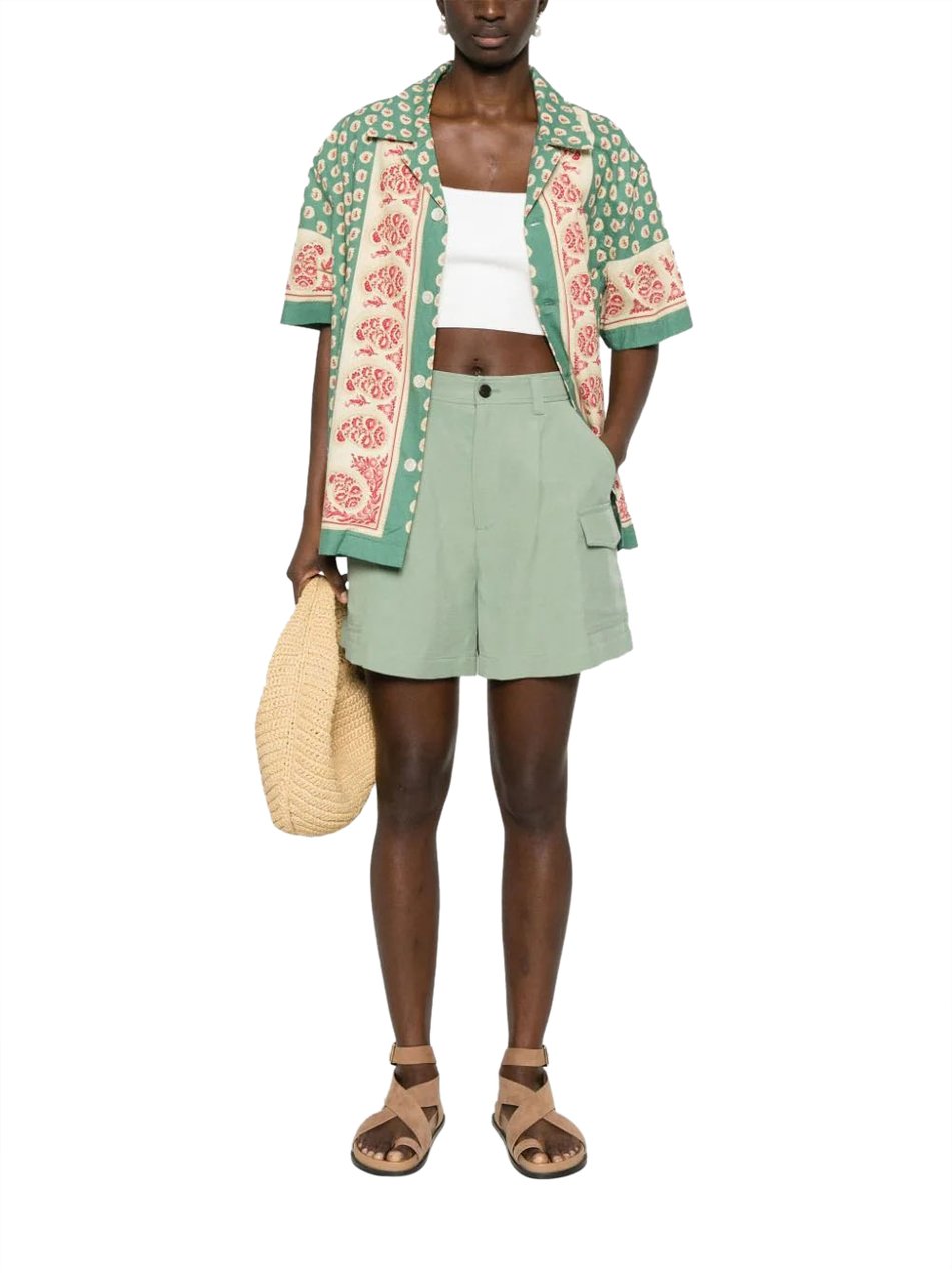 Woolrich viscose linen short lightgreen (lime) Lime