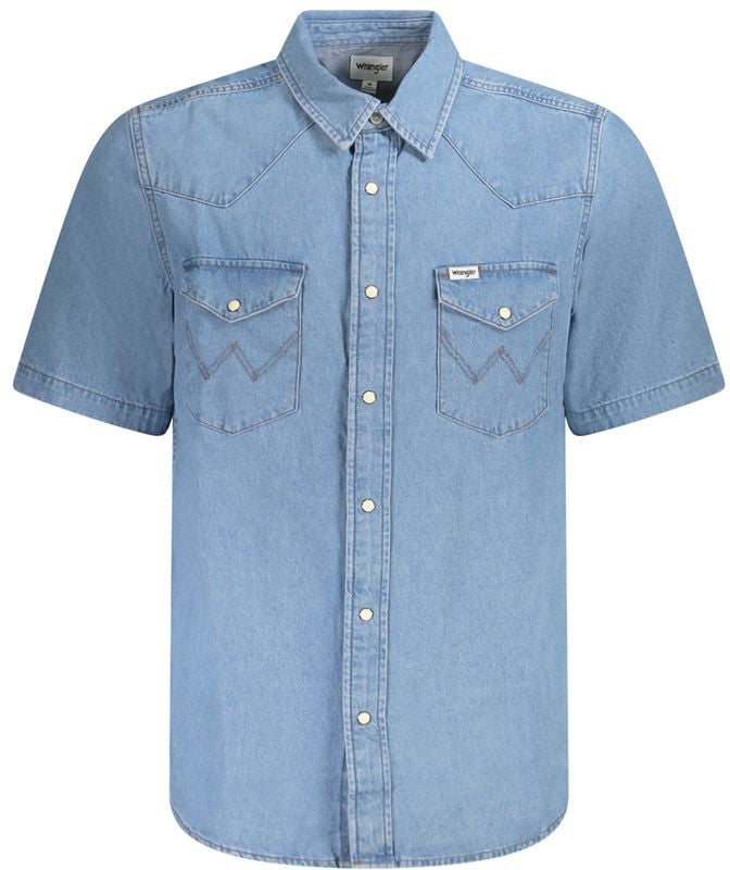 Wrangler Wrangler Azzurro Cotton Men Shirt Blauw