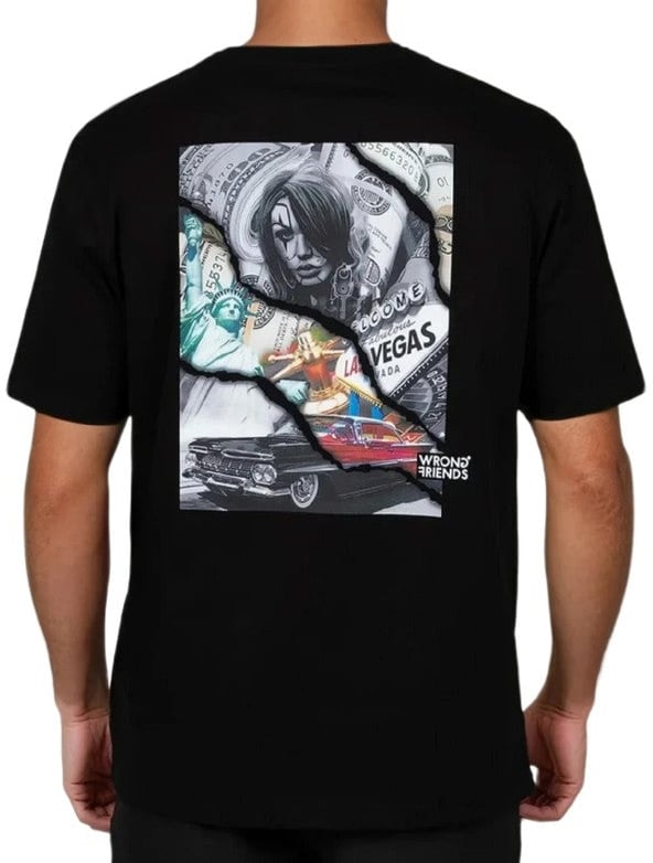 Wrong Friends SPRING VALLEY T-SHIRT - BLACK Zwart