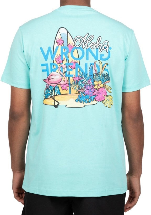 Wrong Friends ALOHA T-SHIRT - LIGHT TURQUOISE Blauw