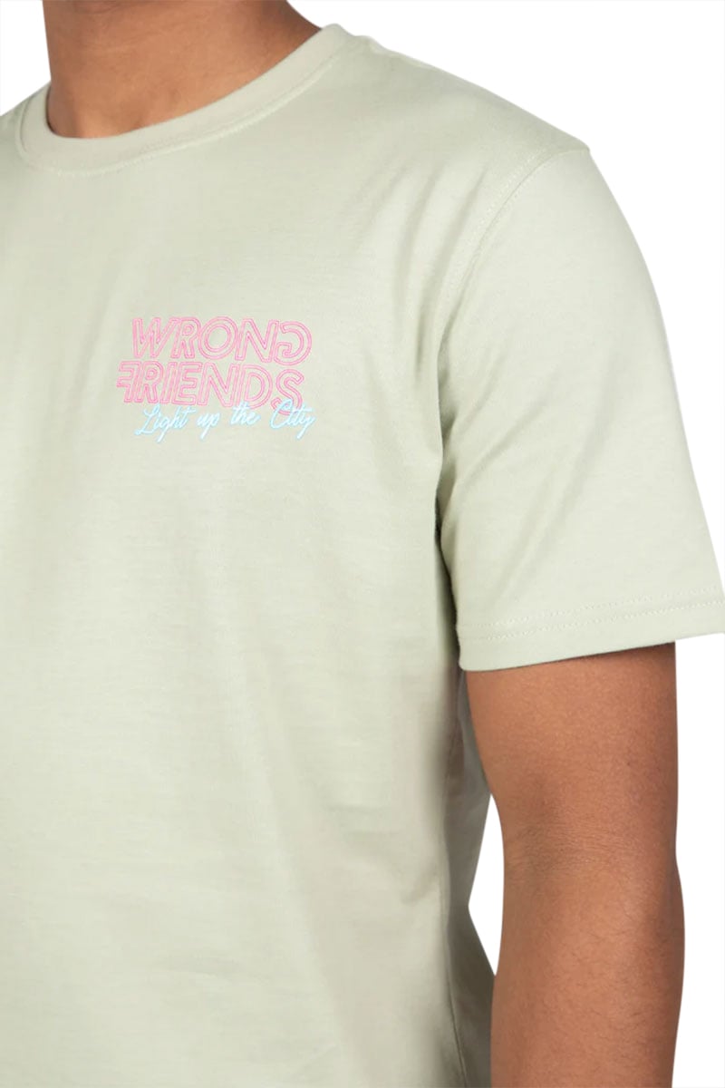Wrong Friends Wrong Friends Light Up The City T-Shirt Groen