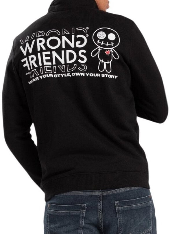Wrong Friends VICHY HALF ZIP SWEATER - BLACK Zwart