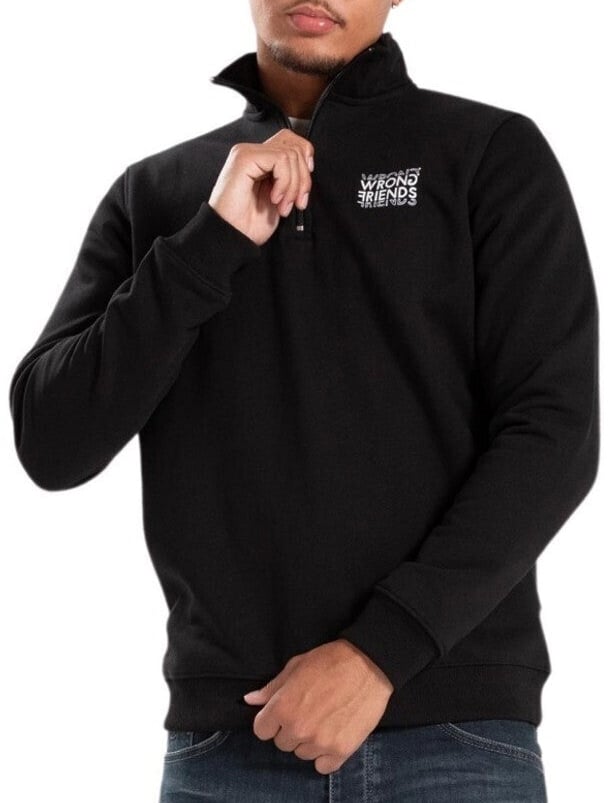 Wrong Friends VICHY HALF ZIP SWEATER - BLACK Zwart