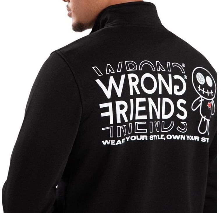 Wrong Friends VICHY HALF ZIP SWEATER - BLACK Zwart