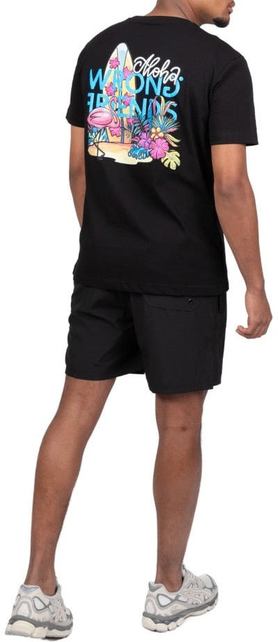 Wrong Friends ALOHA T-SHIRT - BLACK Zwart
