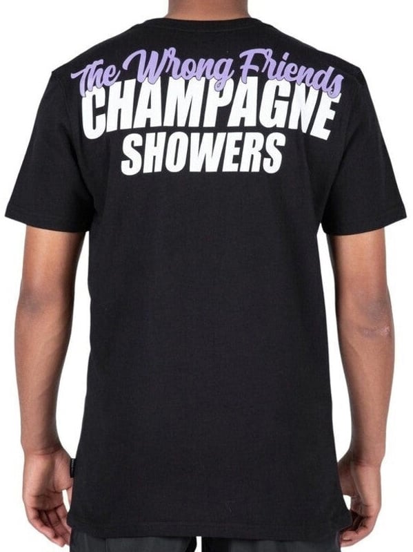 Wrong Friends CHAMPAGNE SHOWERS T-SHIRT - BLACK Zwart