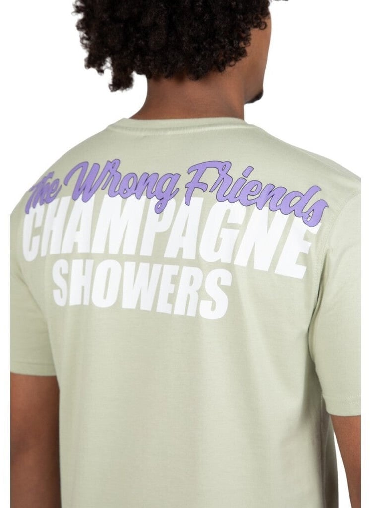 Wrong Friends CHAMPAGNE SHOWERS T-SHIRT - LIGHT GREEN Groen