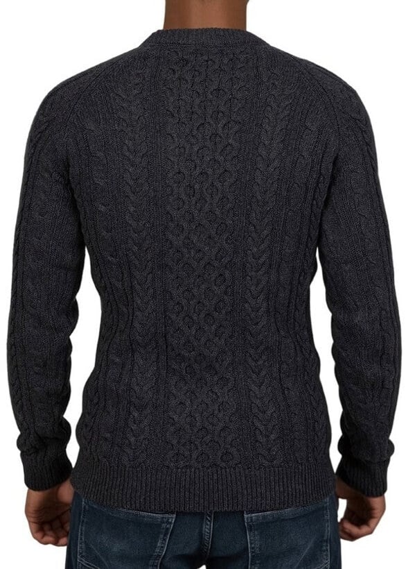 Wrong Friends CORBY CABLE KNIT SWEATER - ANTHRACITE Zwart