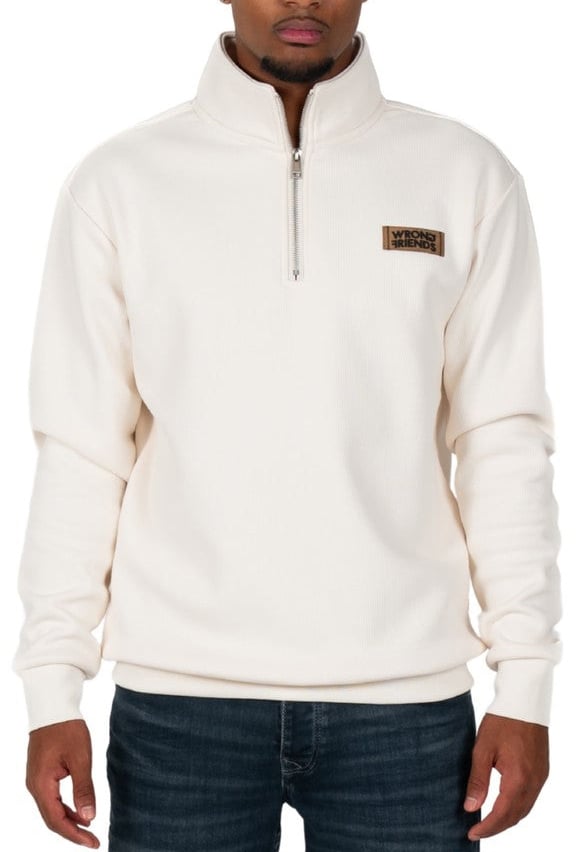 Wrong Friends GILROY HALF ZIP SWEATER - BEIGE Beige