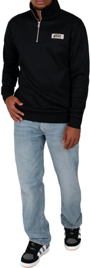 Wrong Friends GILROY HALF ZIP SWEATER - BLACK Zwart