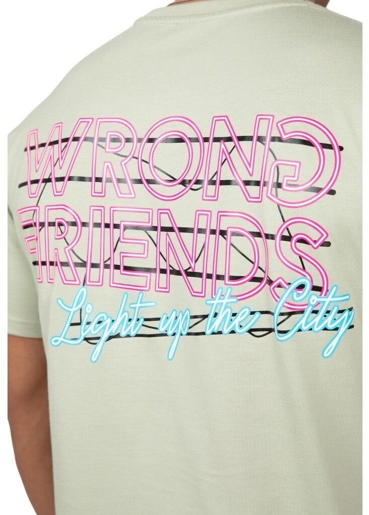 Wrong Friends LIGHT UP THE CITY T-SHIRT - LIGHT GREEN Groen
