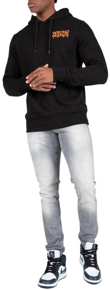 Wrong Friends LUCCA HOODIE - BLACK/ORANGE Zwart