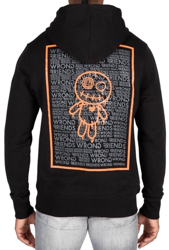 Wrong Friends LUCCA HOODIE - BLACK/ORANGE Zwart