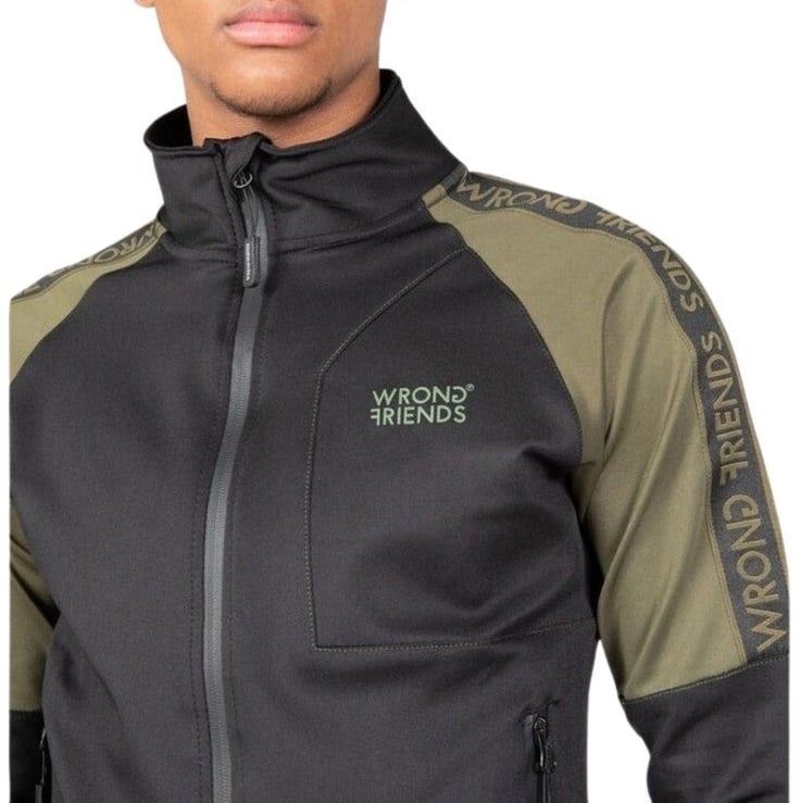 Wrong Friends LYON TRACK JACKET - BLACK/GREEN Groen