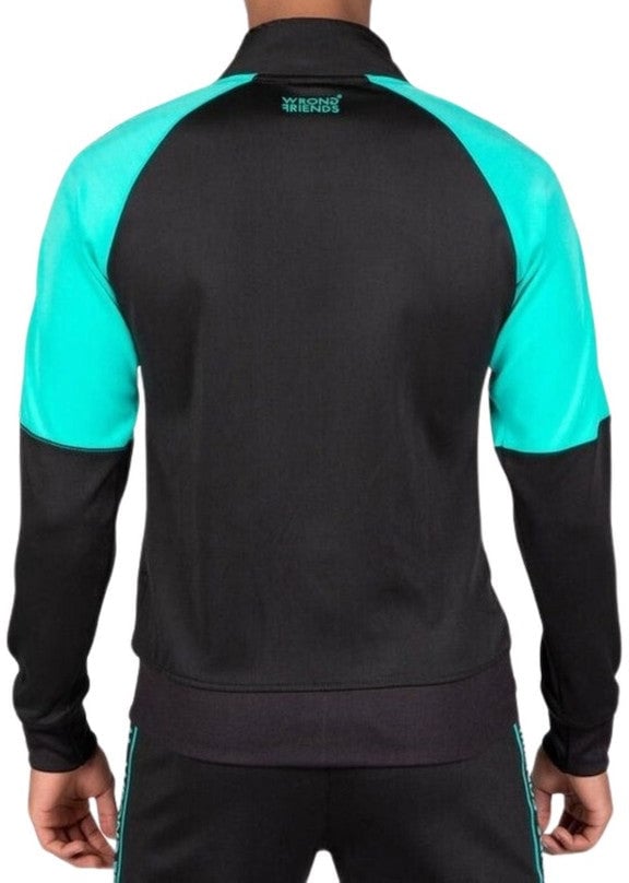 Wrong Friends LYON TRACK JACKET - BLACK/TURQUOISE Blauw