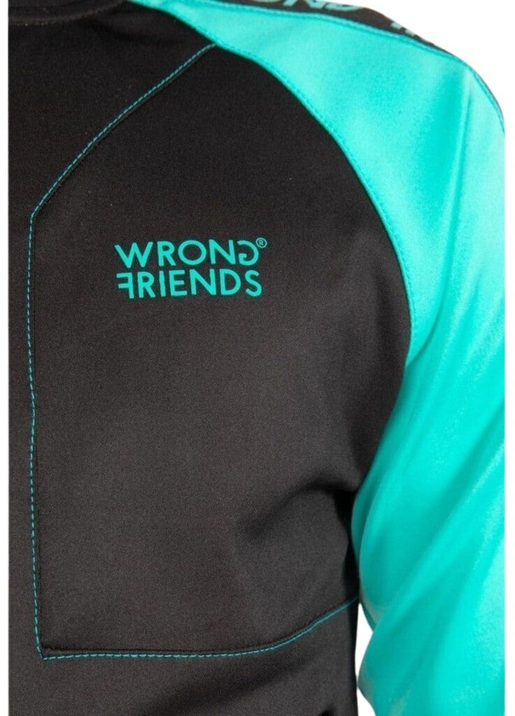 Wrong Friends LYON TRACK JACKET - BLACK/TURQUOISE Blauw