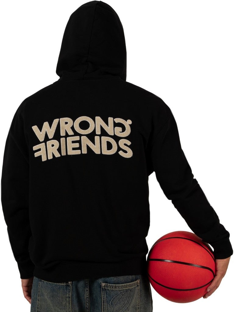 Wrong Friends OXFORD ZIPPED HOODIE - BLACK Zwart