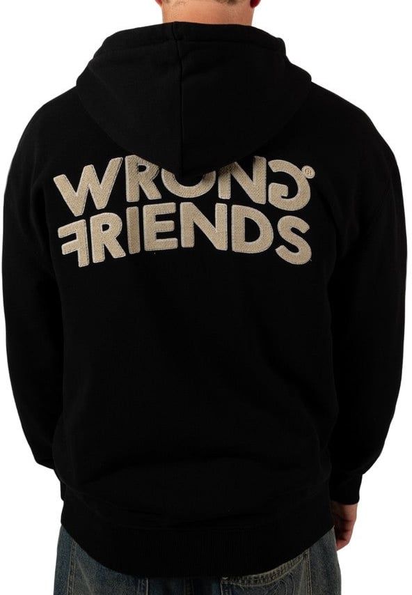 Wrong Friends OXFORD ZIPPED HOODIE - BLACK Zwart