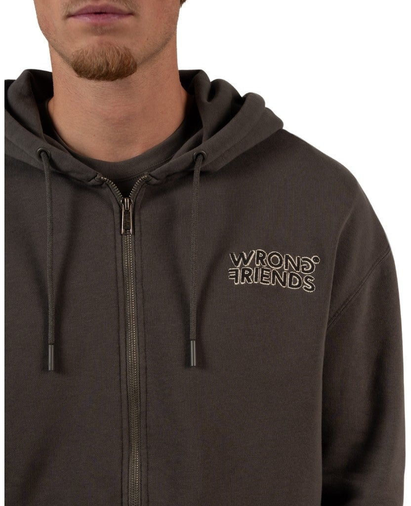 Wrong Friends OXFORD ZIPPED HOODIE - GREY Grijs