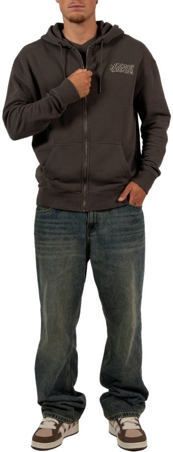 Wrong Friends OXFORD ZIPPED HOODIE - GREY Grijs